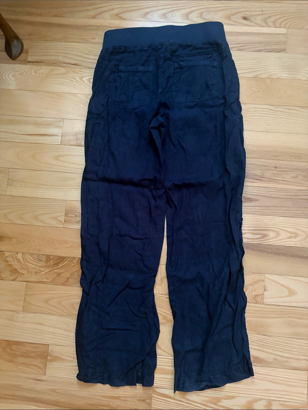 Athleta Navy Drawstring Linen Pants sz 6 - Picture 2 of 8